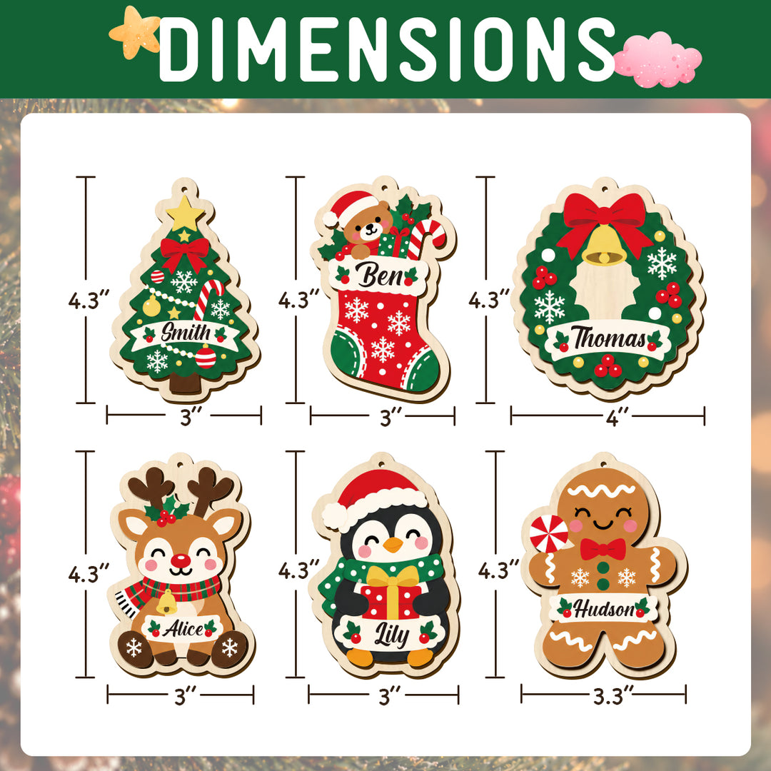 Personalized Wooden Christmas Ornament with Custom Name Woodemon