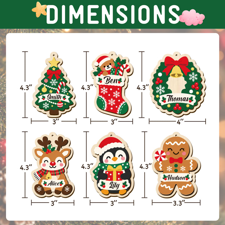 Personalized Wooden Christmas Ornament with Custom Name Woodemon