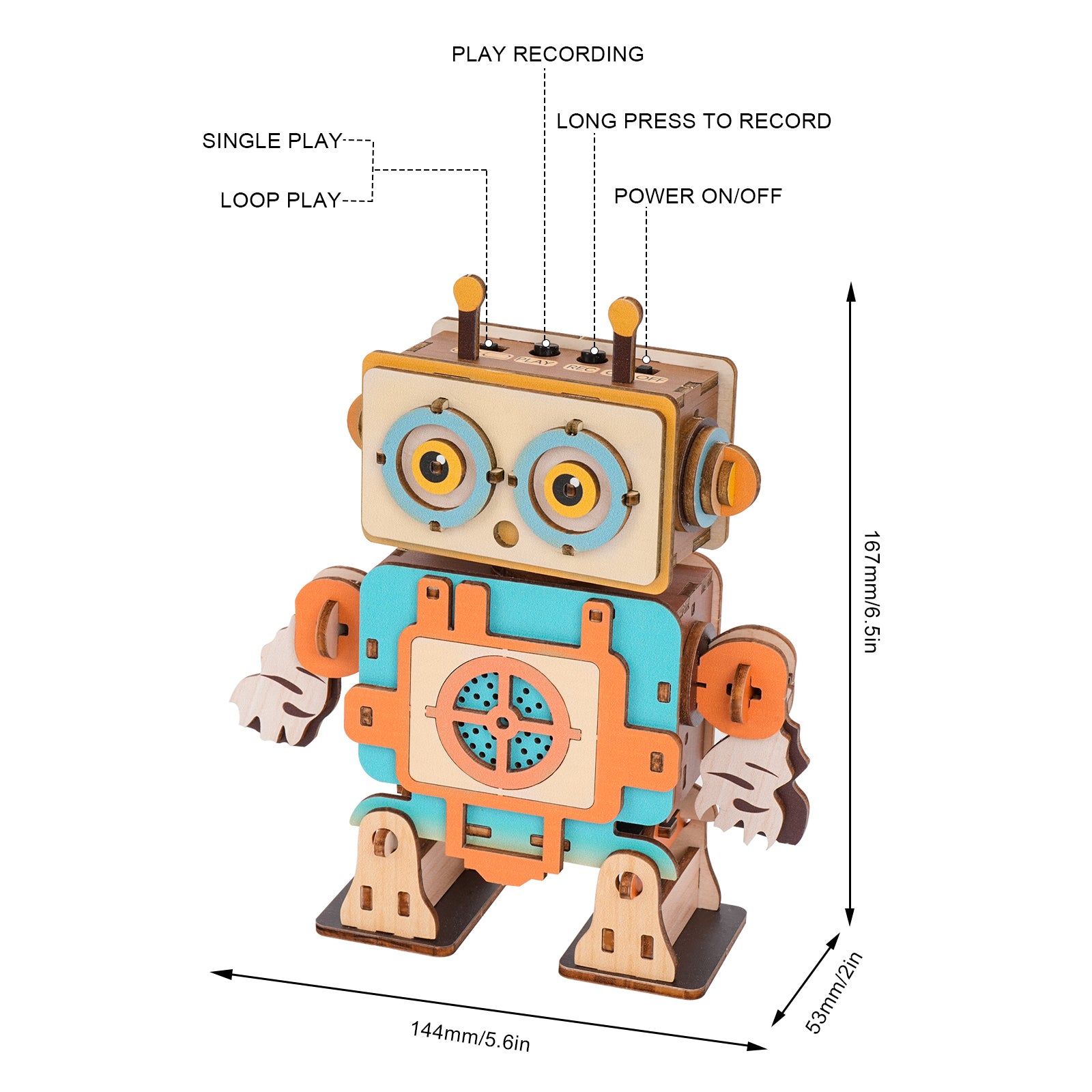 Grunt Robot – 3D DIY Wooden Puzzle Recorder – Woodemon