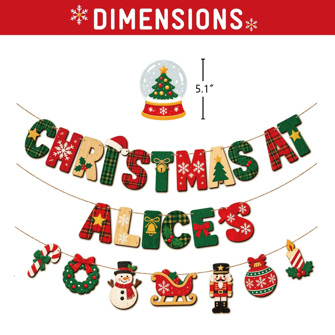 Personalized Wooden Christmas Name Banner Woodemon