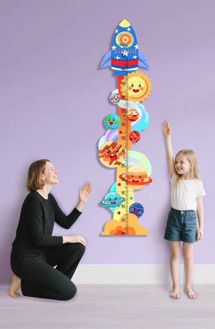 Personalized Wooden Space Rocket Growth Chart for Kids