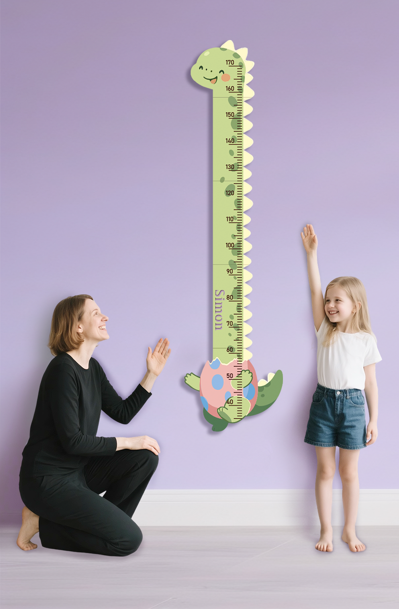 Personalized Wooden Cute Dinosaur Growth Chart for Kids