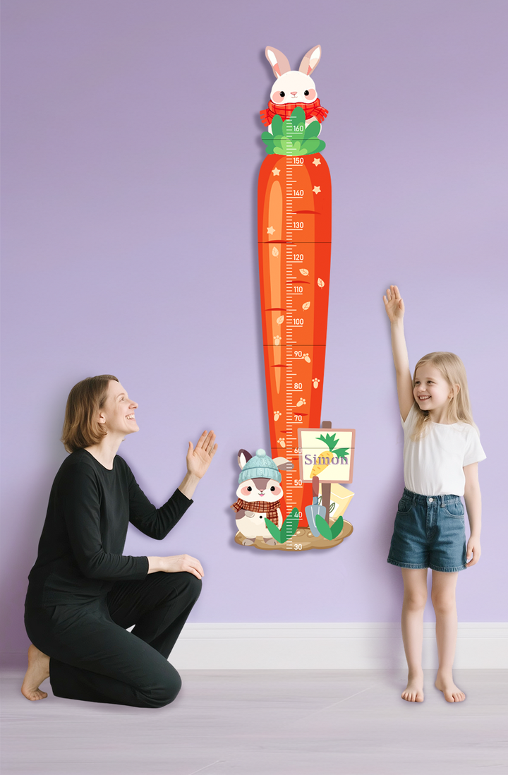 Personalized Carrot Bunny Wooden Growth Chart for Kids