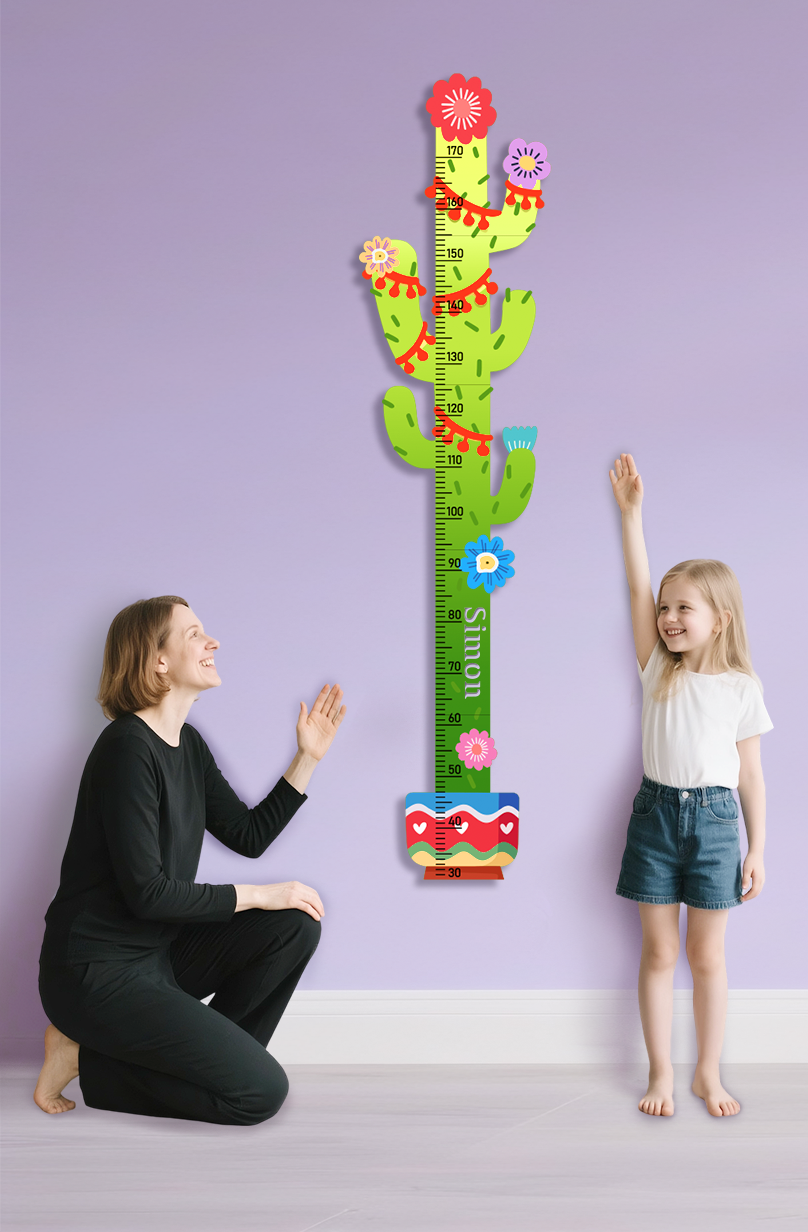 Personalized Cactus Wooden Growth Chart for Kids