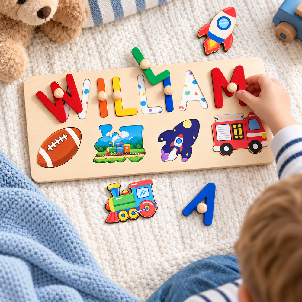 Personalized Wooden Name Puzzle Gift for Kids woodemon
