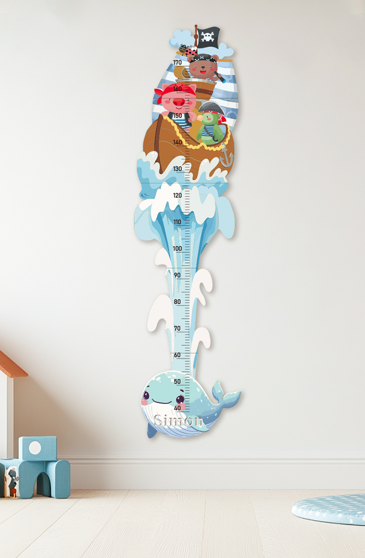 Personalized Wooden Pirate Adventure Growth Chart for Kids