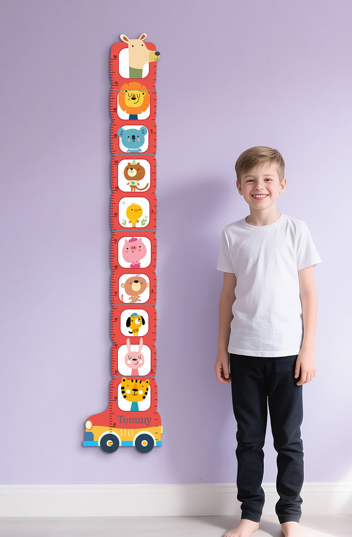 Personalized Wooden Safari Animal Growth Chart for Kids Woodemon
