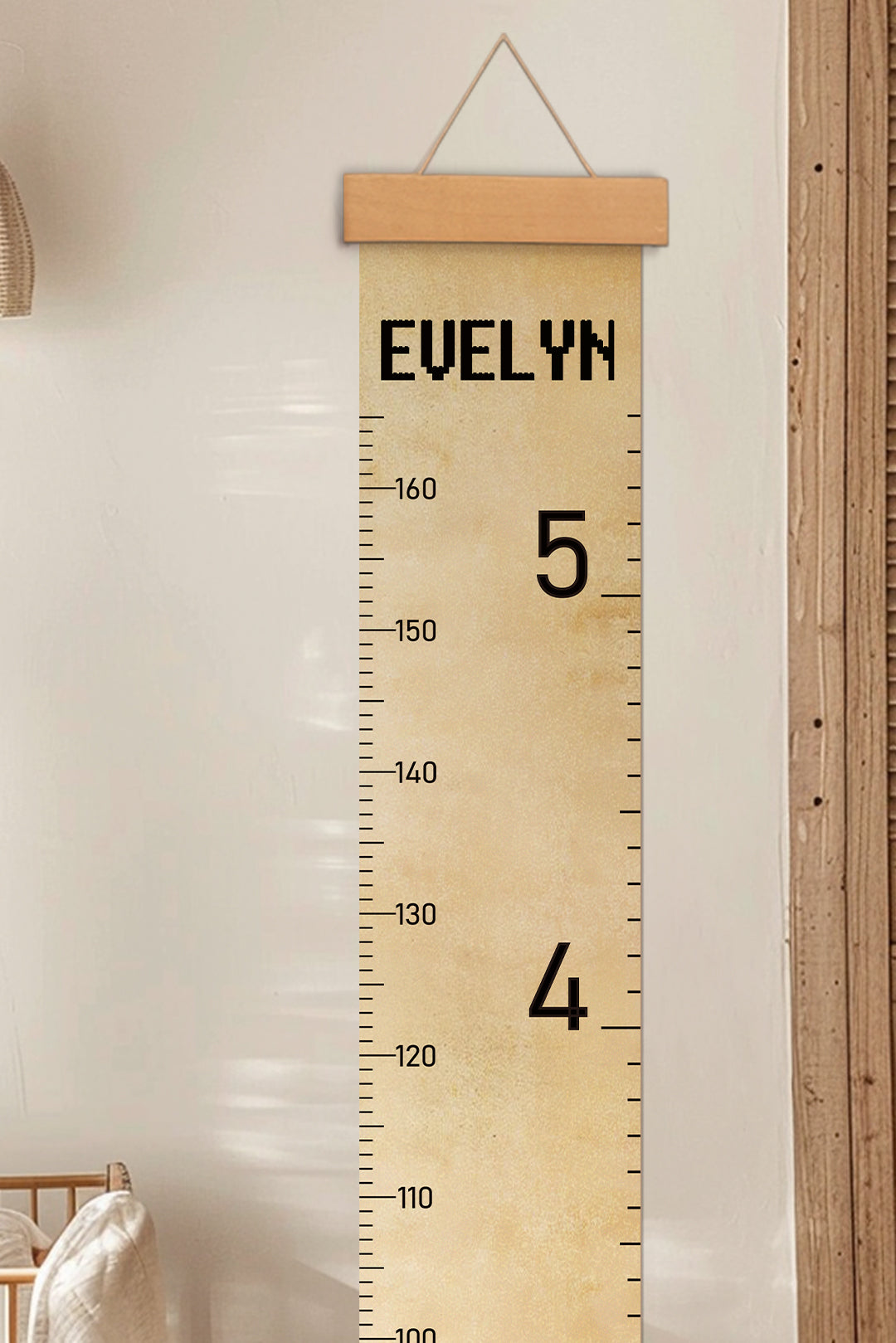 Personalized Vintage Style Hanging Canvas Height Ruler