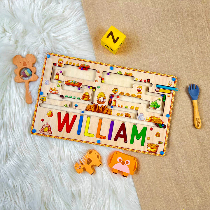 Personalized Wooden Magnetic Maze With Baby Name