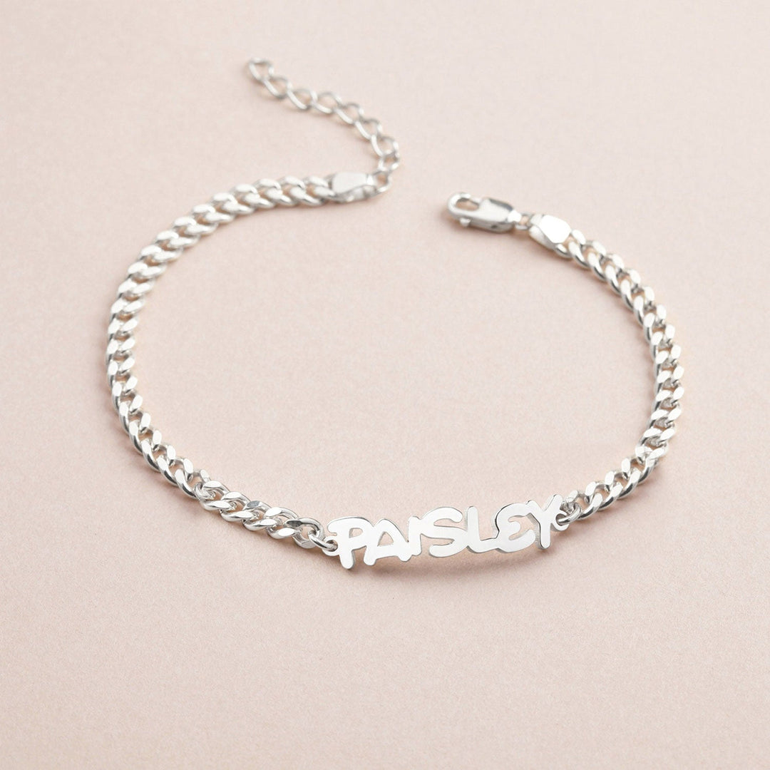 925 Sterling Silver Personalized Baby Name Cuban Link Bracelet