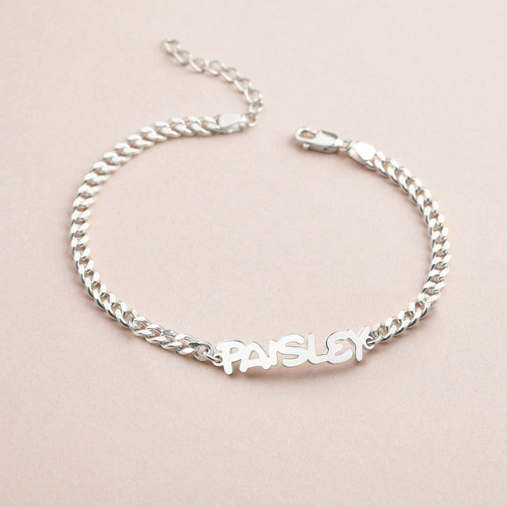 925 Sterling Silver Personalized Baby Name Cuban Link Bracelet