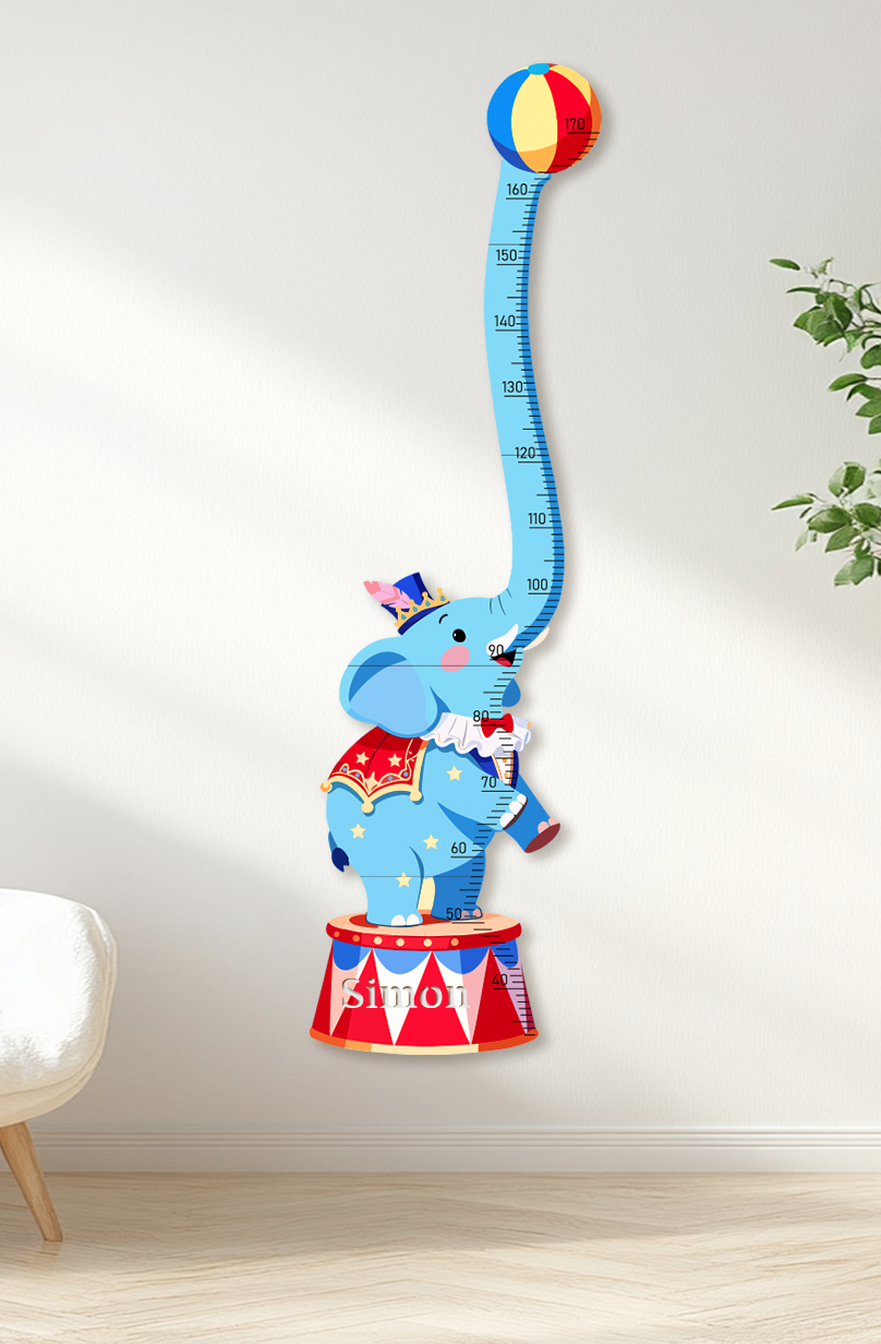 Personalized Wooden Circus Elephant Growth Chart for Kids