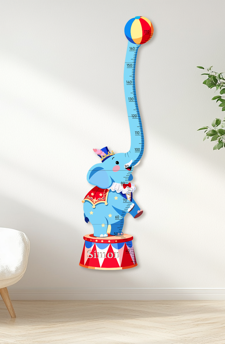Personalized Wooden Circus Elephant Growth Chart for Kids