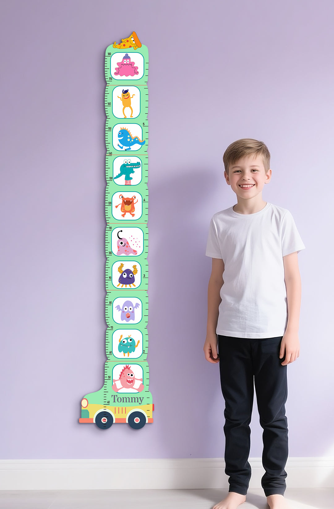 Personalized Wooden Monster School Bus Growth Chart for Kids Woodemon