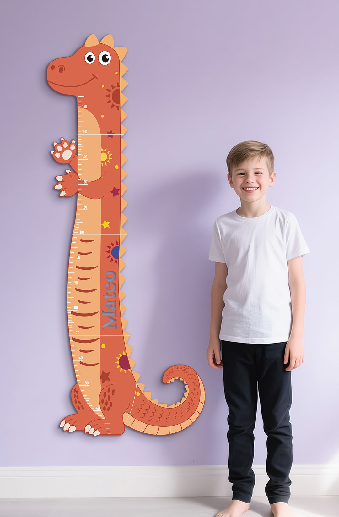 Personalized Wooden Dinosaur Growth Chart for Kids Room Woodemon