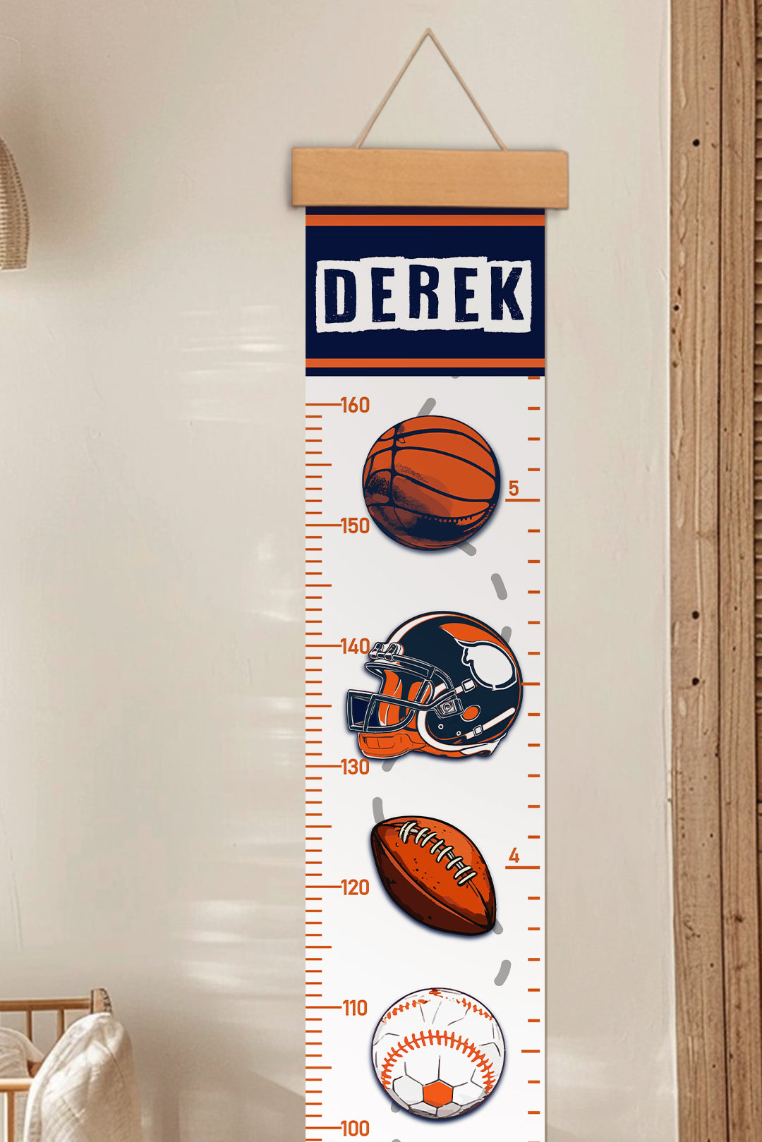 Personalized Sports Theme Hanging Canvas Height Ruler