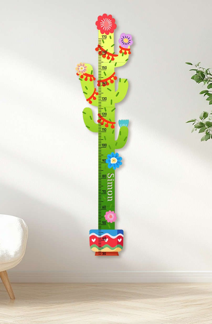 Personalized Cactus Wooden Growth Chart for Kids
