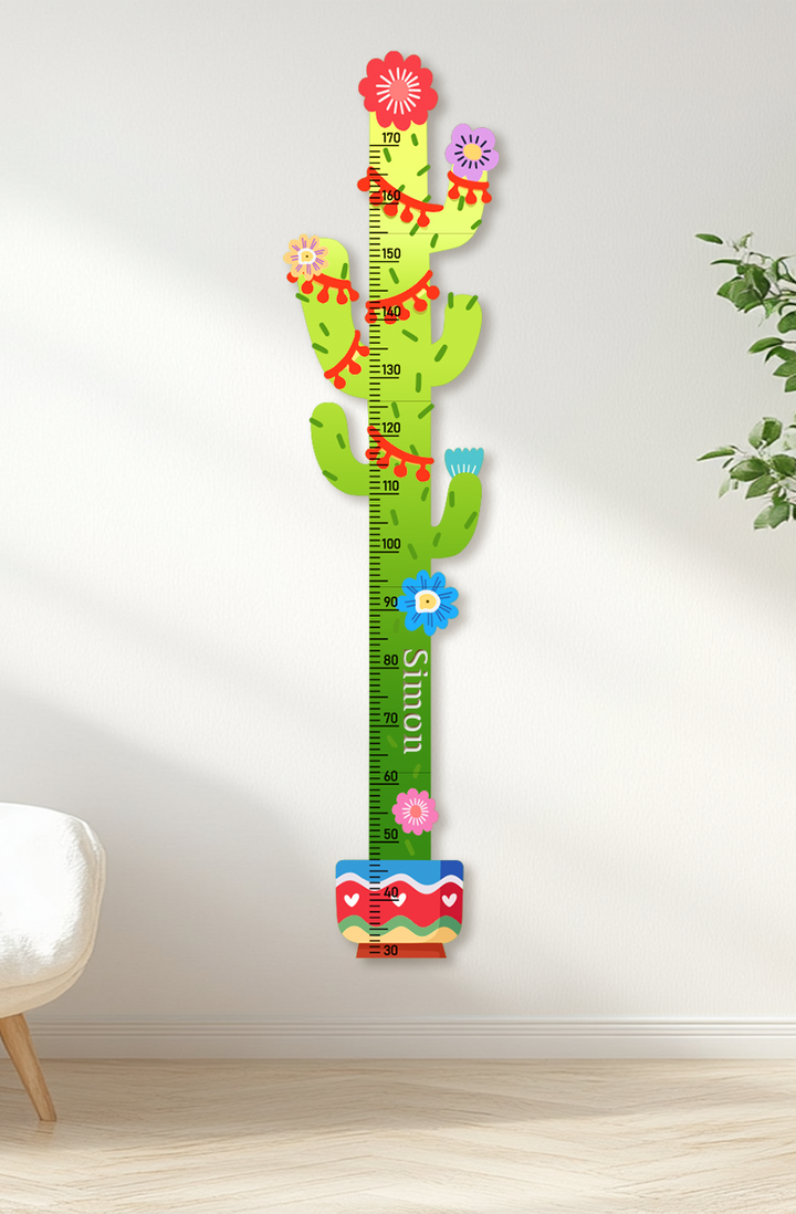 Personalized Cactus Wooden Growth Chart for Kids