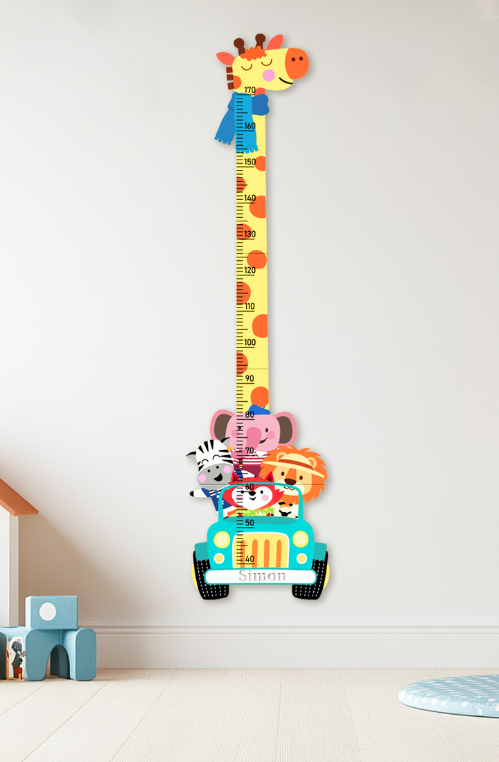 Personalized Wooden Giraffe Safari Growth Chart for Kids