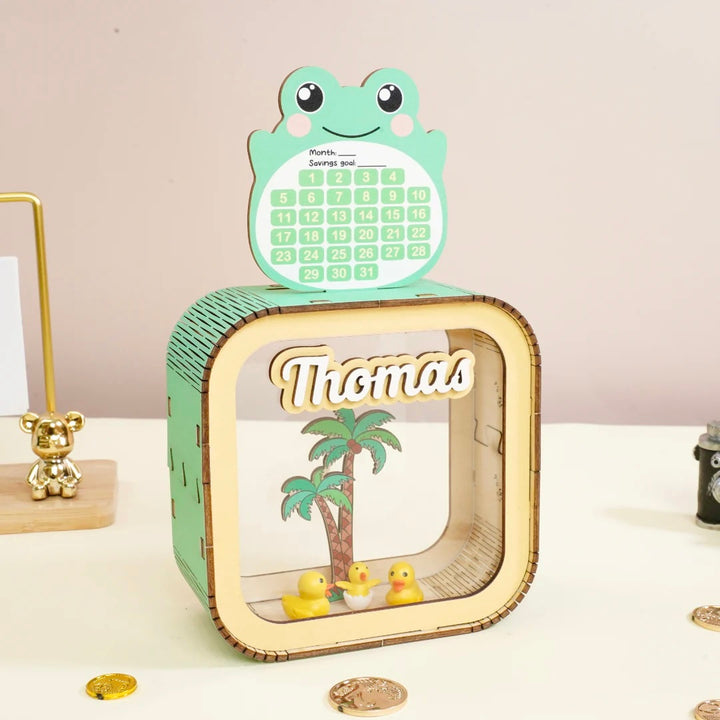 Personalized Wooden Piggy Bank Daily Combo For Kids