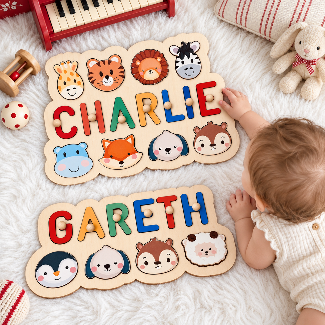 Personalized Wooden Baby Name Puzzle - Outlines woodemon