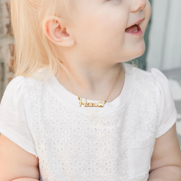 Crown Personalized Baby Name Necklace for Baby Girls