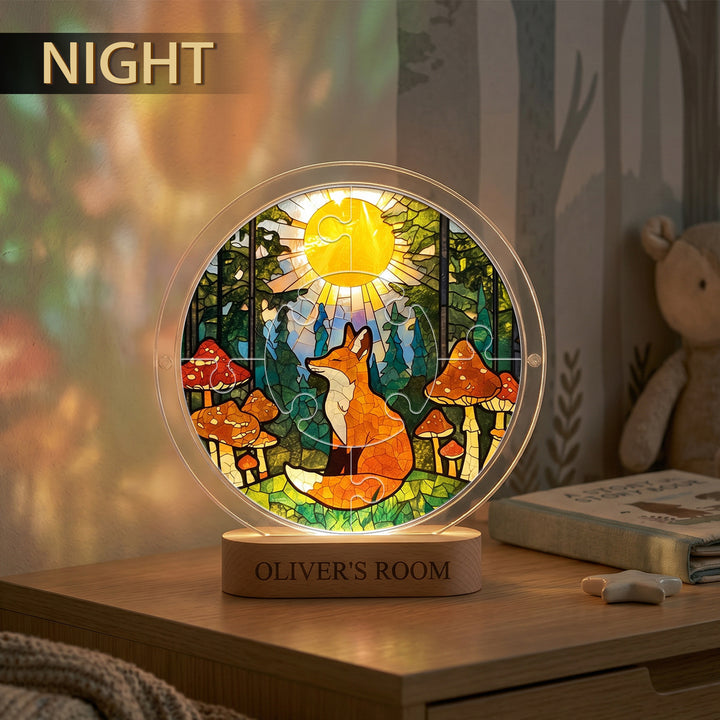 Personalized Fox Suncatcher Puzzle Night Light