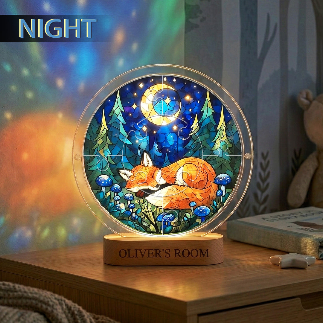 Personalized Fox Suncatcher Puzzle Night Light