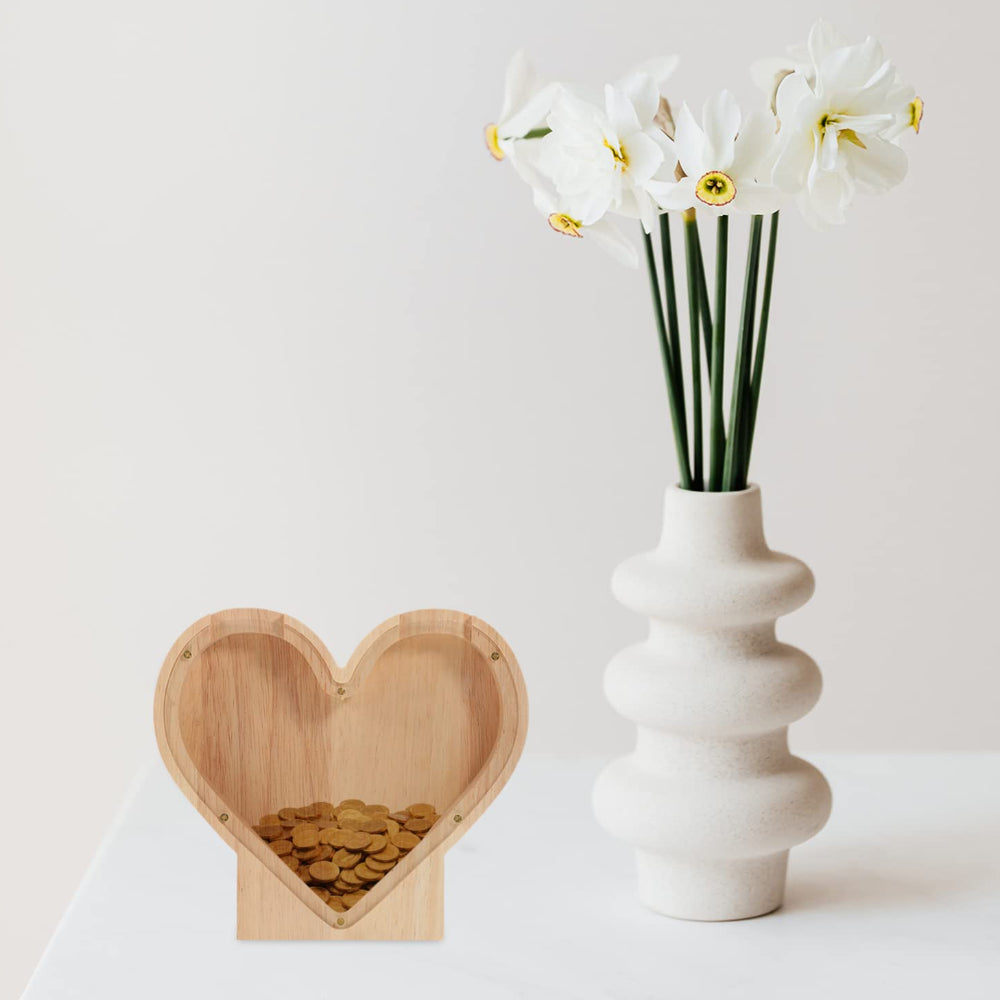 Personalized Wooden Heart Shaped Piggy Bank