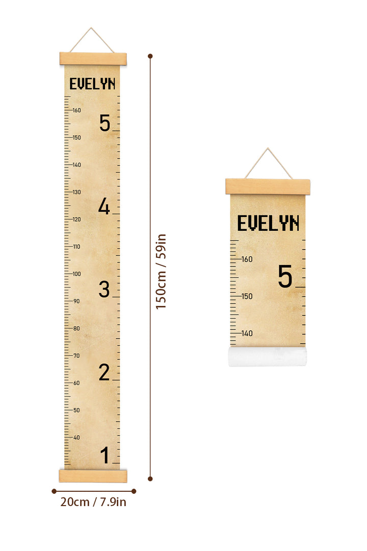 Personalized Vintage Style Hanging Canvas Height Ruler