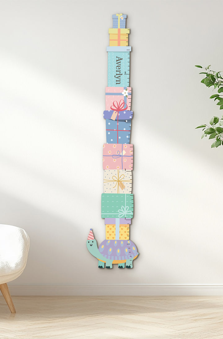 Personalized Wooden Turtle Gift Box Growth Chart for Kids Woodemon