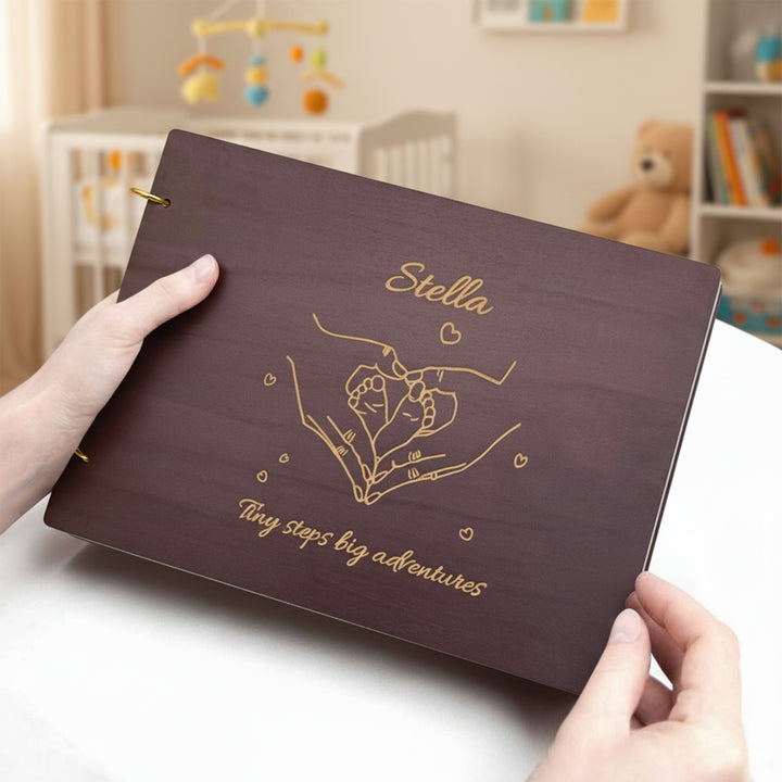 Personalized Wooden Baby Photo Album – Engraved with Baby’s Name