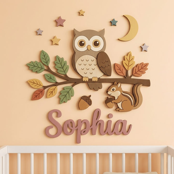 Personalized Wooden Nursery Name Sign – Cute Animal Themes