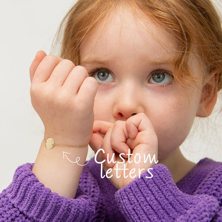 Kids Disc Engraved Letter Bracelet
