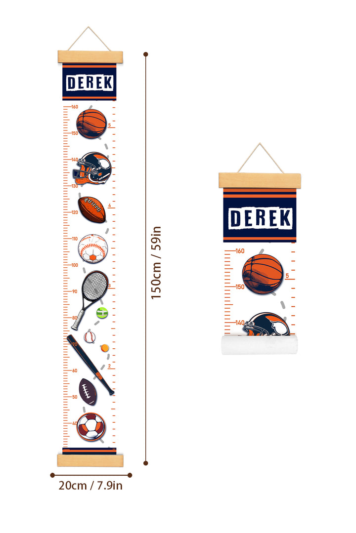 Personalized Sports Theme Hanging Canvas Height Ruler