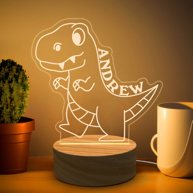 Personalized Dinosaur Night Light Room Decor Gifts for Kids