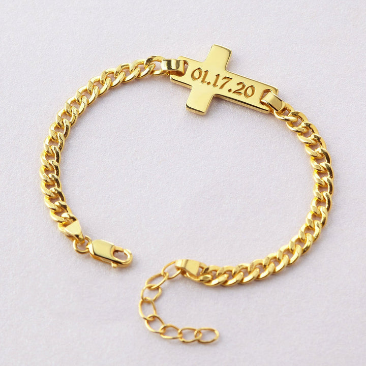 Engravable Cross Bracelet for Babies, Children and Toddlers