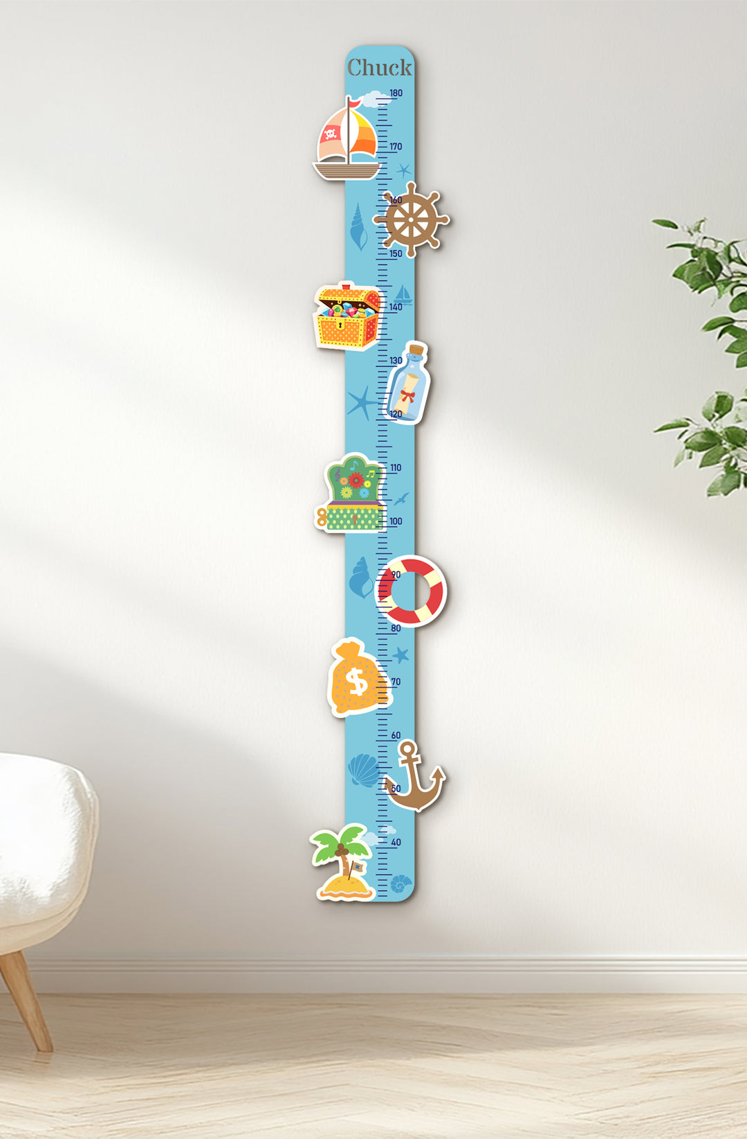 Personalized Wooden Nautical Height Chart for Kids Woodemon