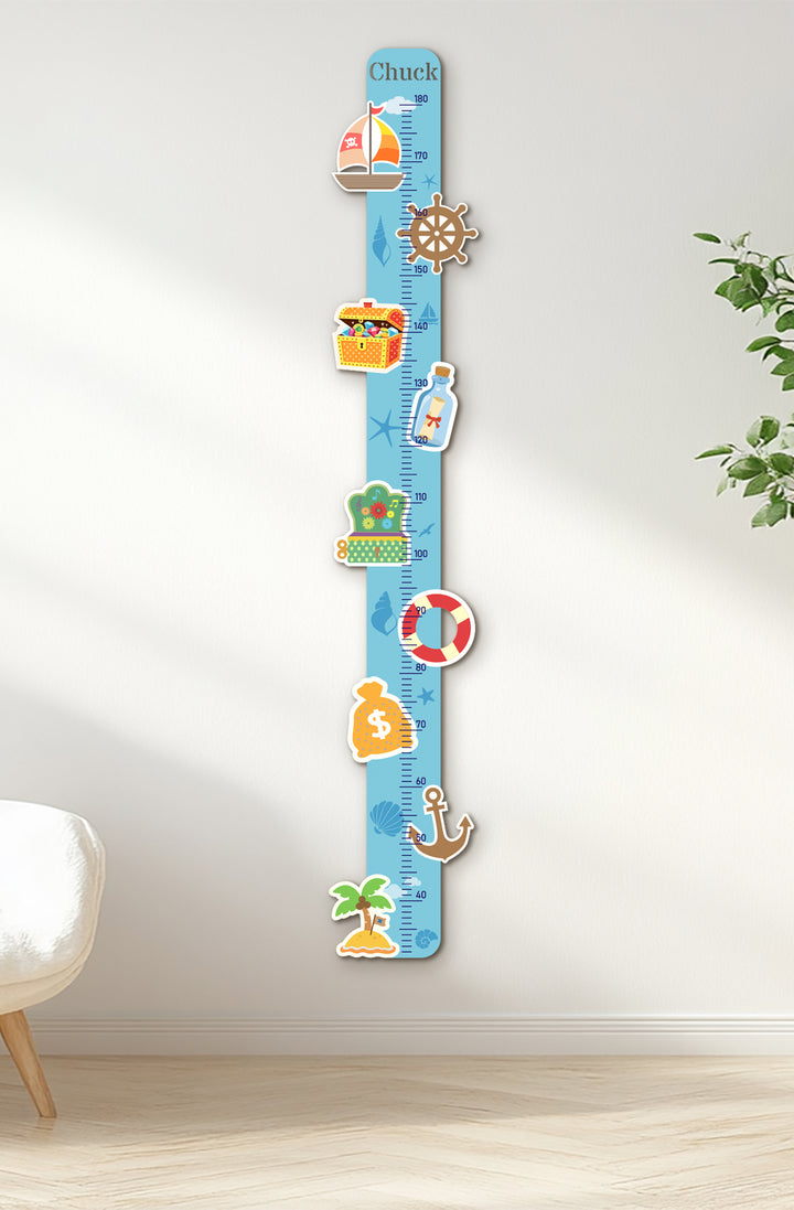 Personalized Wooden Nautical Height Chart for Kids Woodemon
