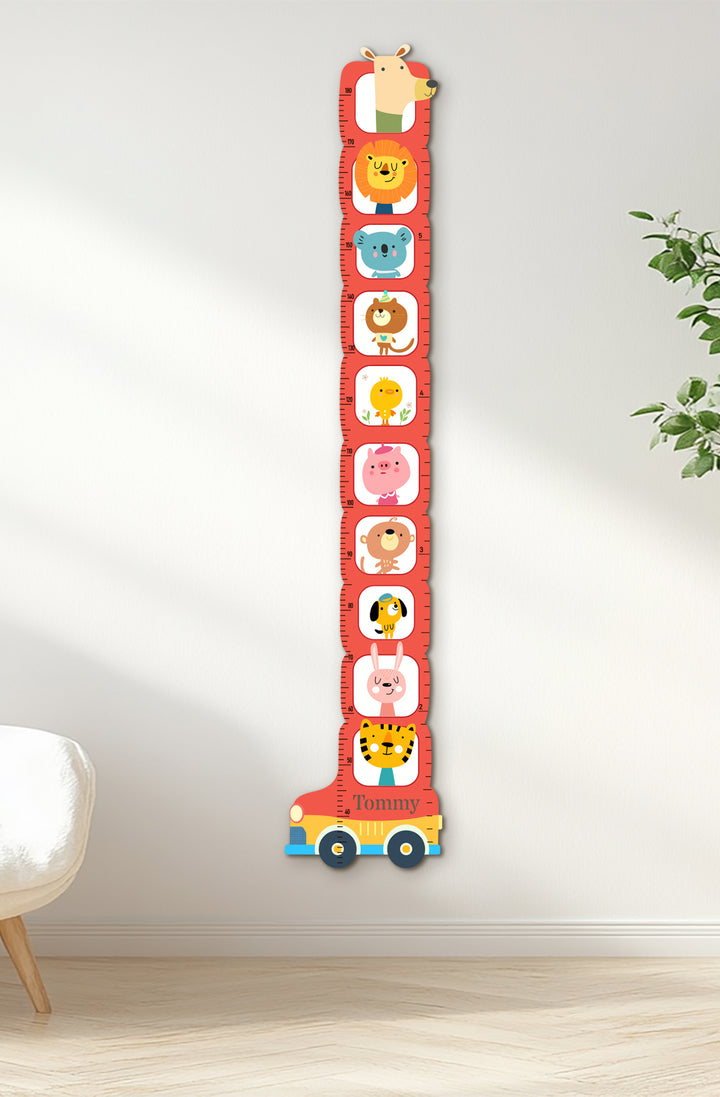 Personalized Wooden Safari Animal Growth Chart for Kids Woodemon