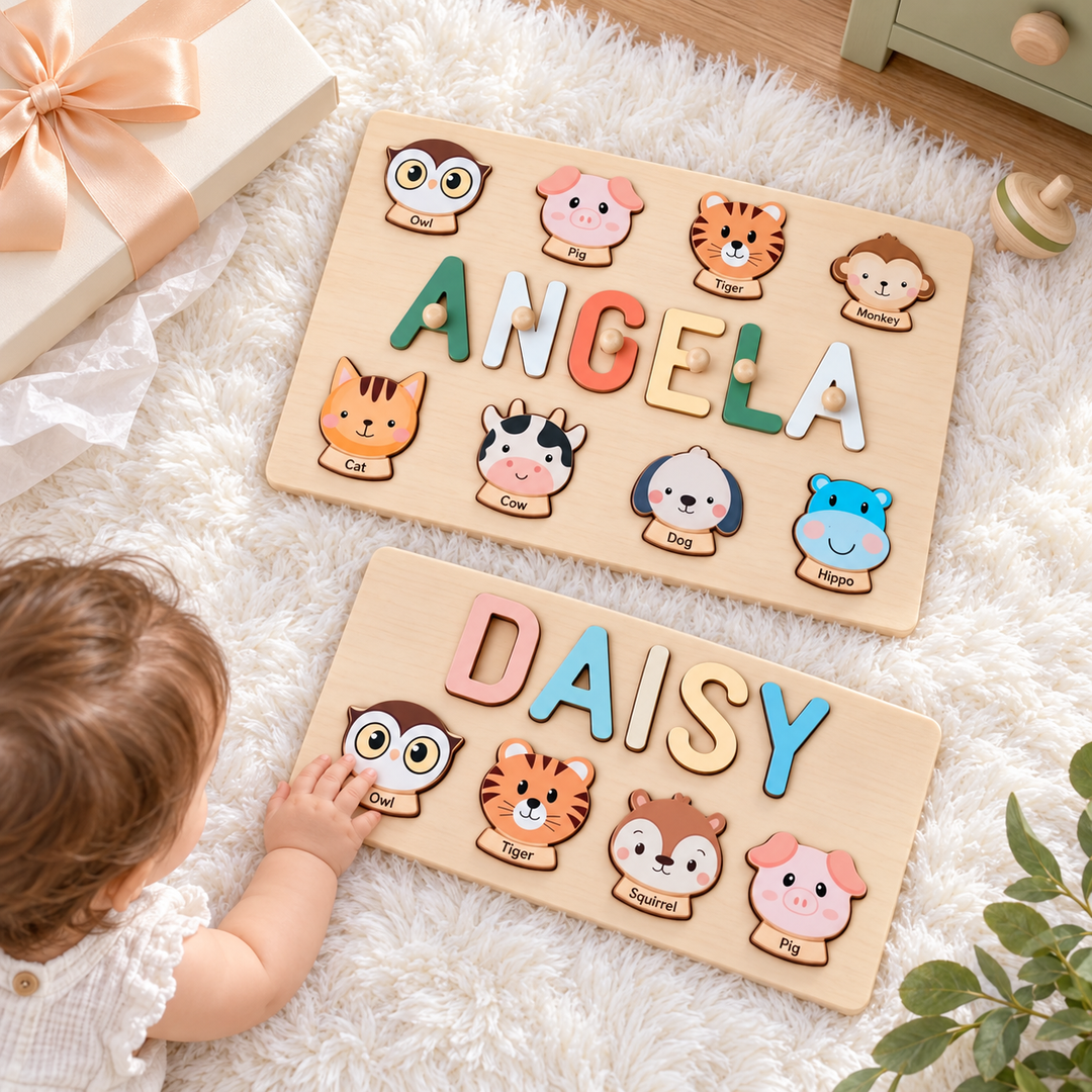 Personalized Wooden Baby Name Puzzle-Element With Name woodemon