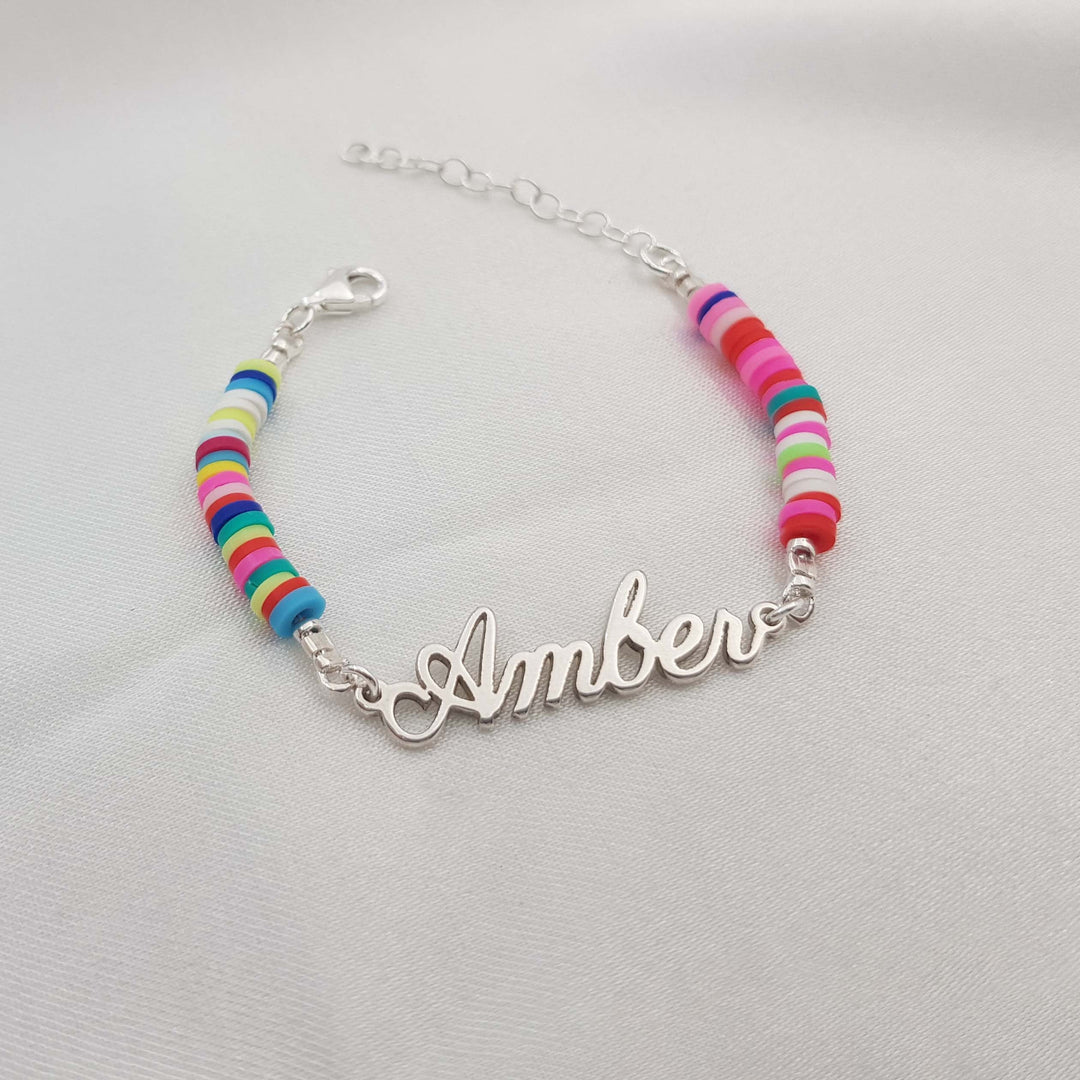 Customized Kids Name Colored Clay Bracelet
