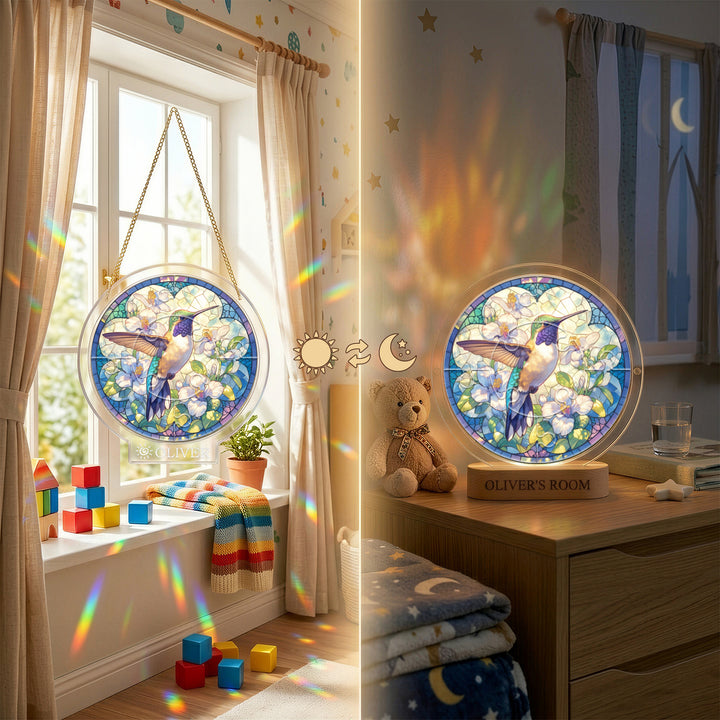 Personalized Hummingbird Suncatcher Puzzle Night Light