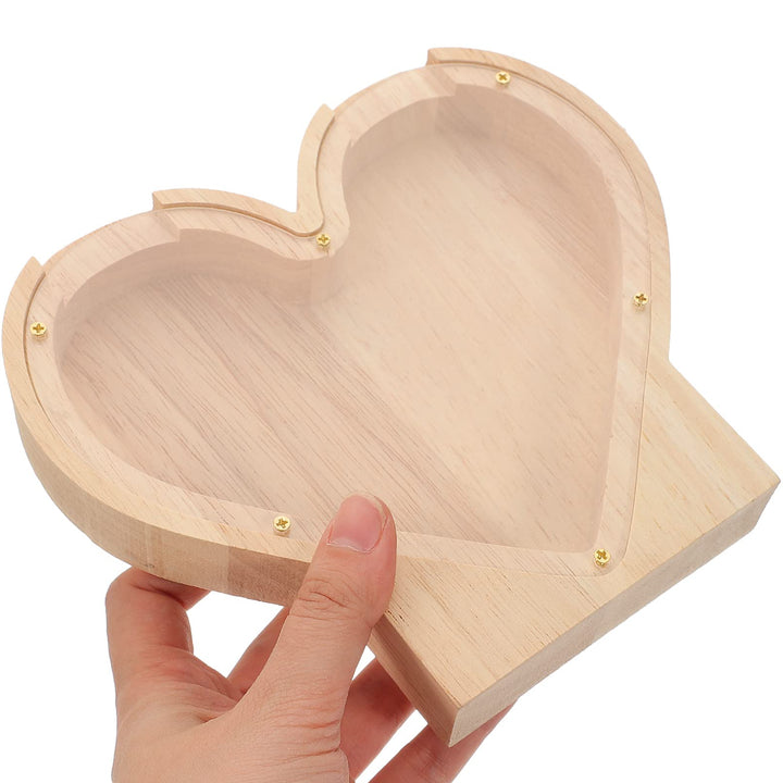 Personalized Wooden Heart Shaped Piggy Bank