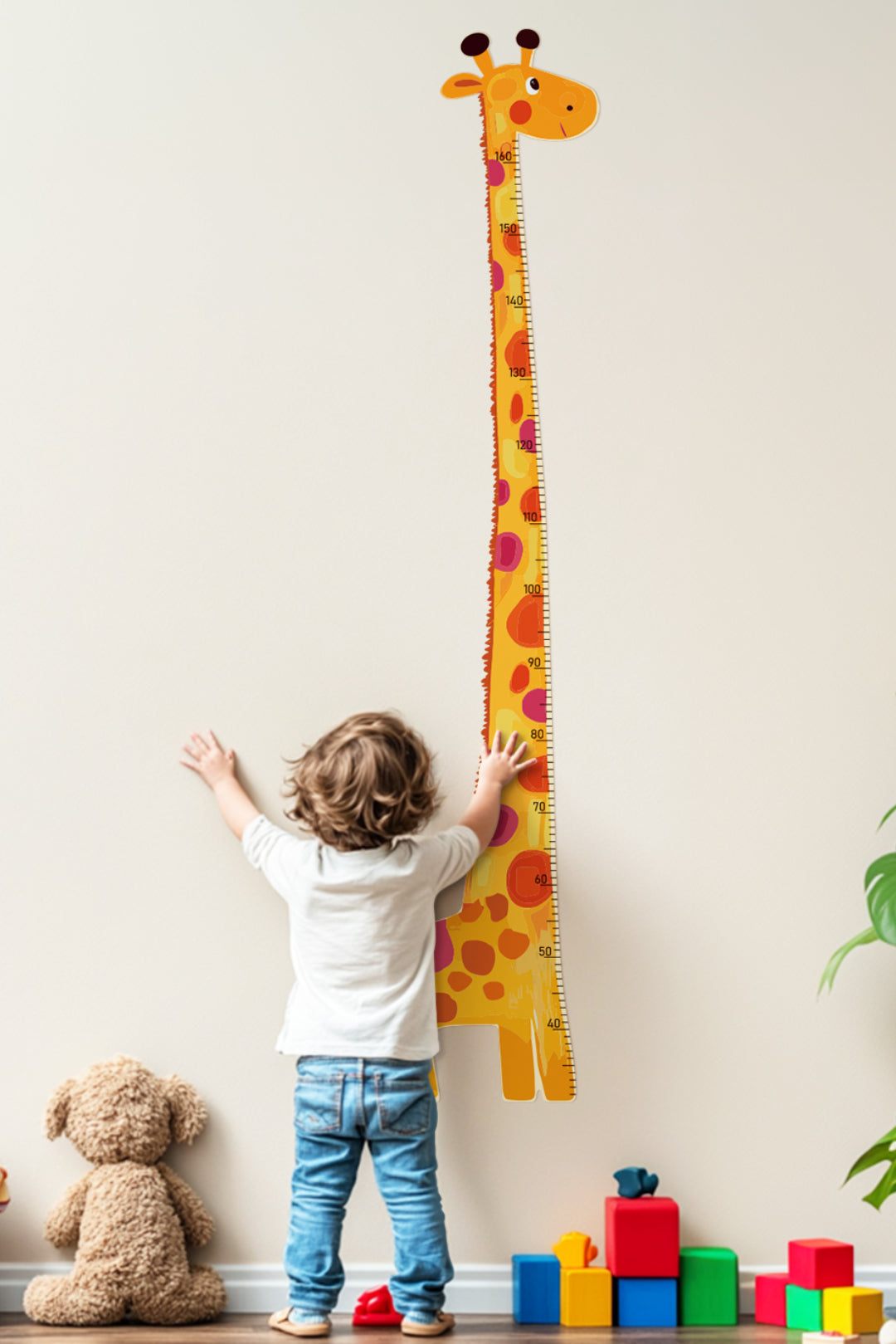 Colorful Giraffe Growth Chart Wall Decal