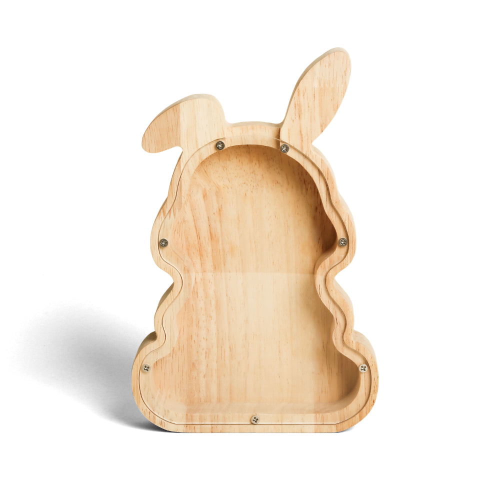 Personalized Wooden Rabbit Piggy Bank for Kids
