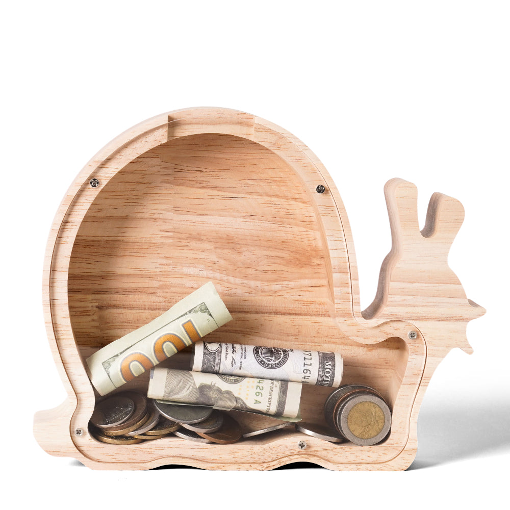 Personalized Wooden Snail Piggy Bank for Kids