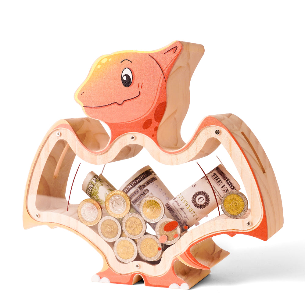 Personalized Wooden Pterosaur Piggy Bank for Kids