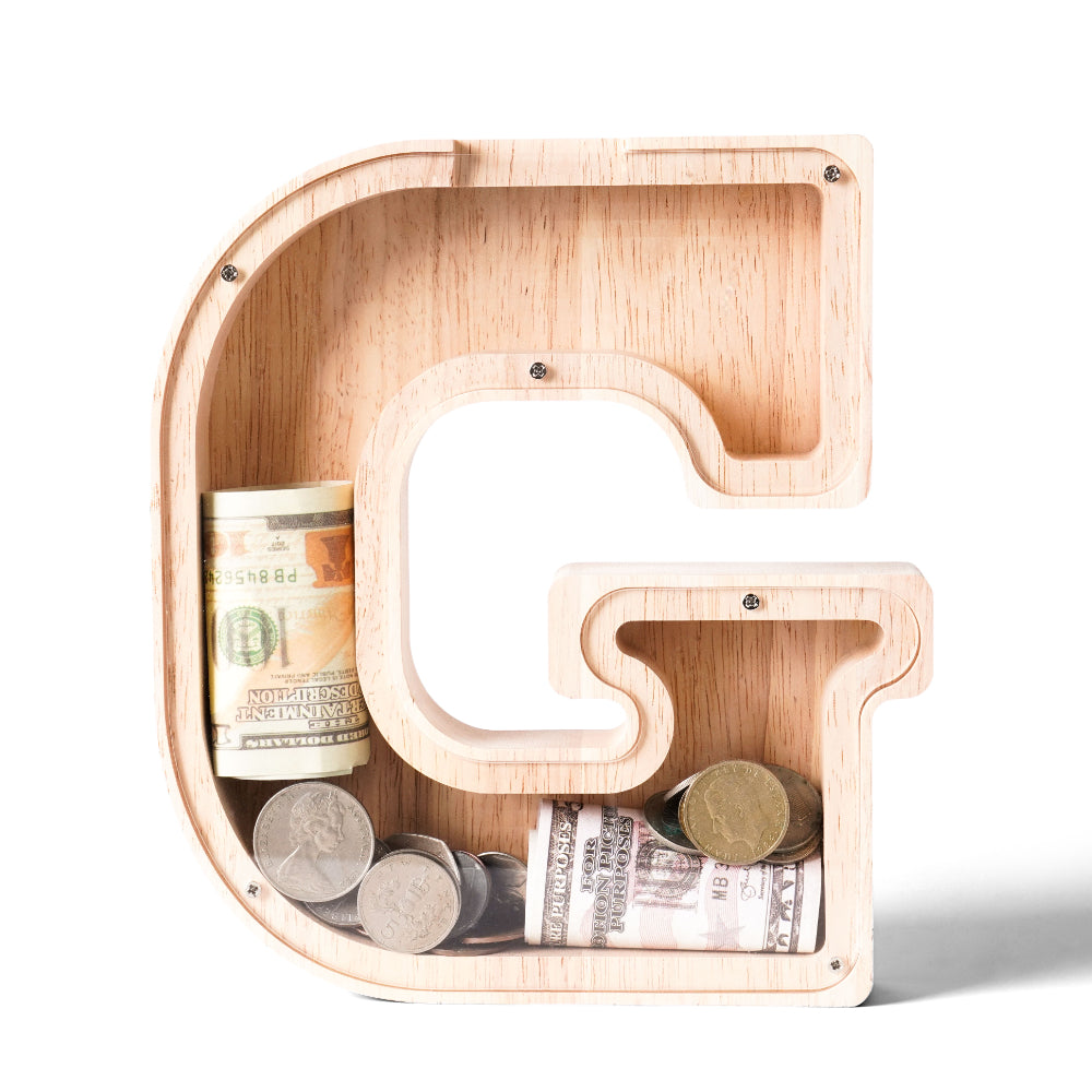 Personalized Wooden Letter G Piggy Bank