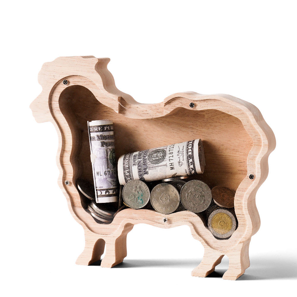 Personalized Wooden Sheep Piggy Bank for Kids